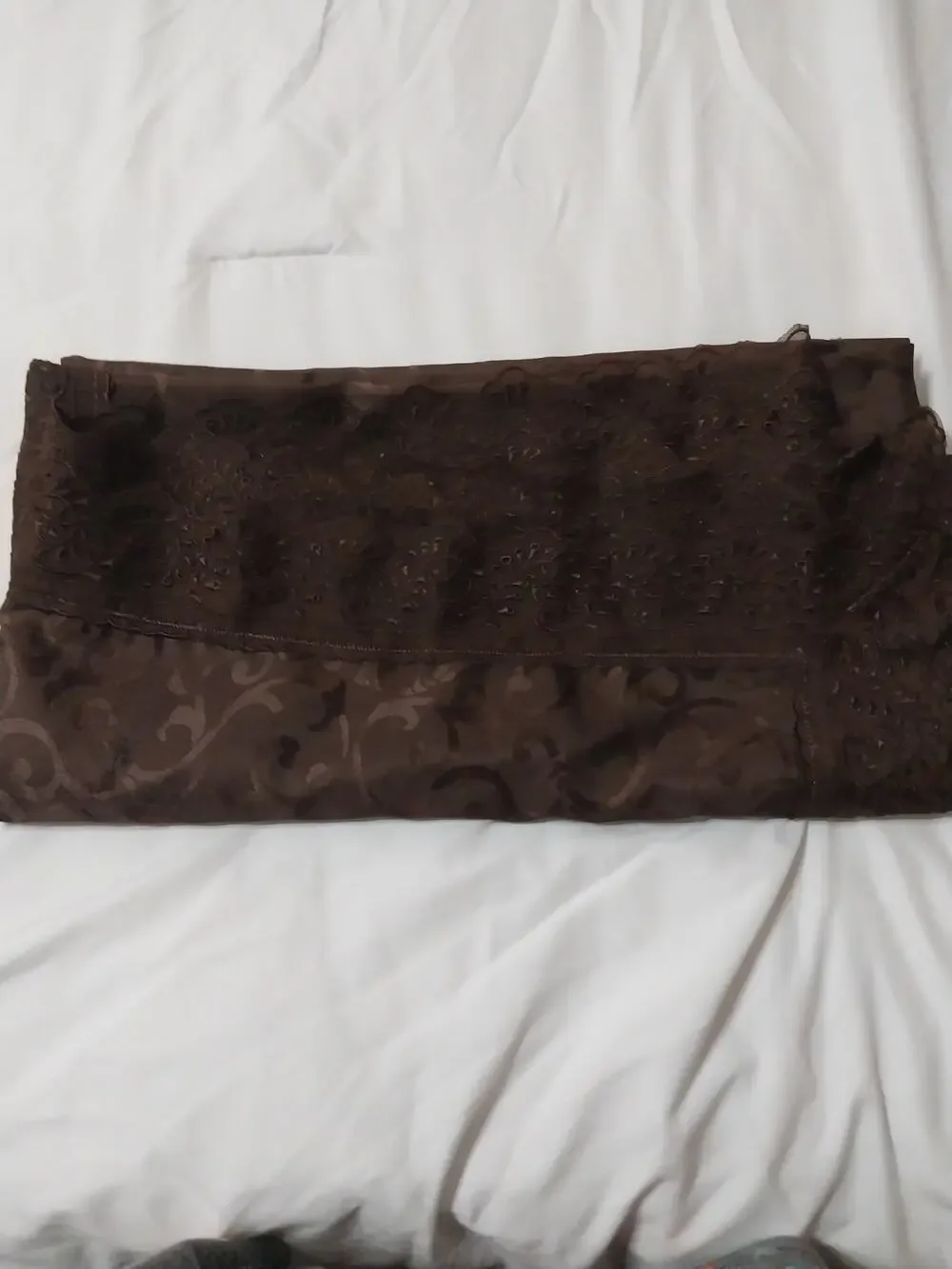 Brown Shower Curtain With Brown Lace Trim 72x72